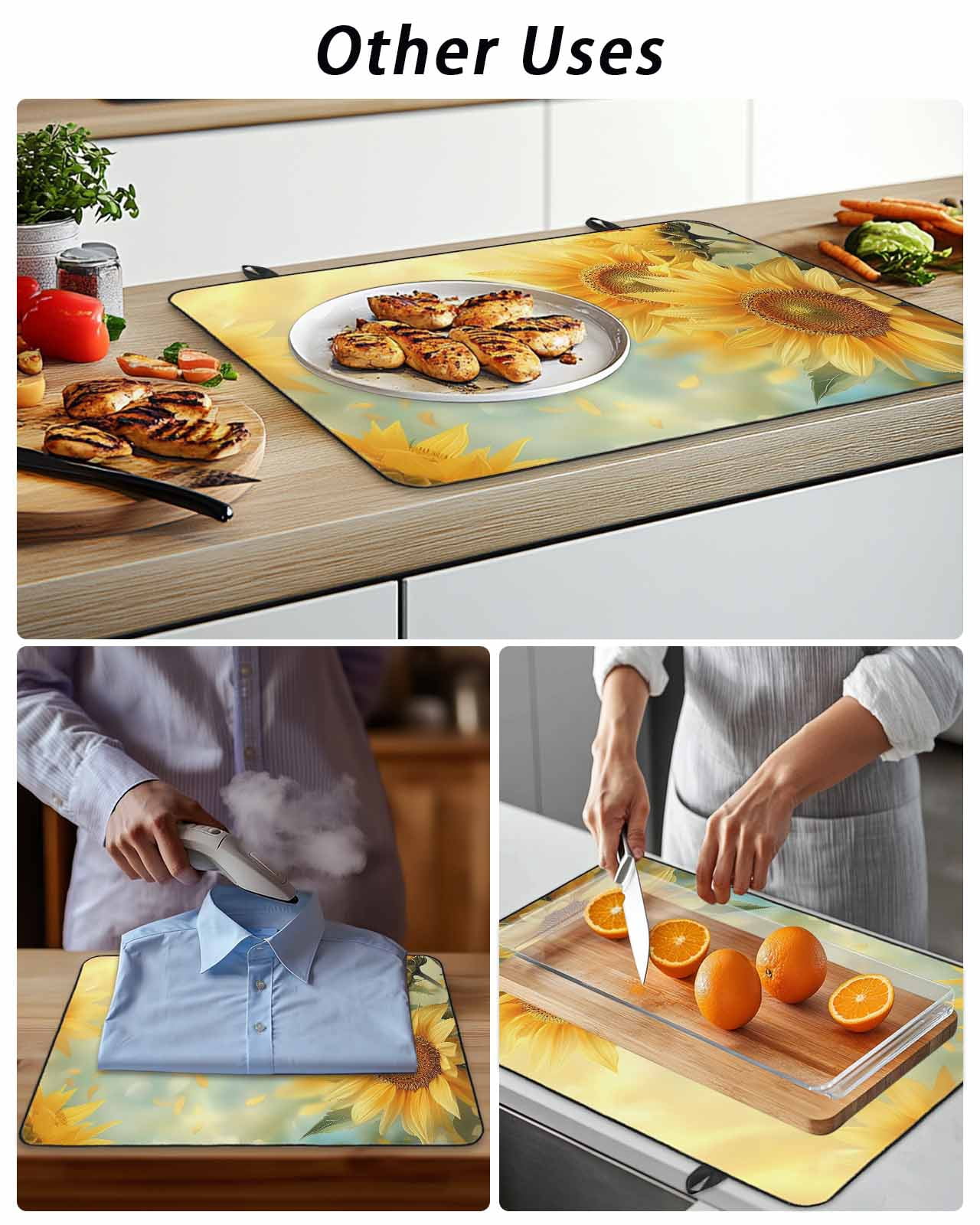 Stove Top Covers for Electric Stove, Sunflower Glass Stovetop Cover Protector, Yellow Spring Floral Botanical Induction Cooktop Protector Oven Mat for Kitchen Countertop 24"x21"