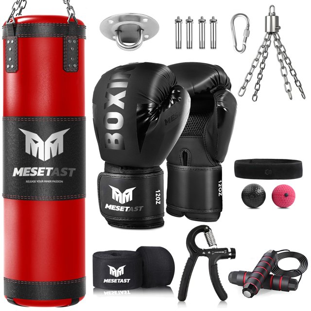Saco de boxeo MESETAST Mesetast para adultos de 4 pies con guantes de 12 oz