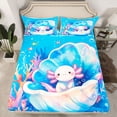 thumbnail image 2 of Homewish Cute Marine Axolotl 4pcs Bed Sheets for Kids Teens,Ocean Sea Theme King Sheets,Kawaii Animal Salamander Super Cozy Sheet Set,Lightweight Room Decor, 2 of 7
