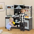 thumbnail image 4 of Costway Pretend Play Kitchen for Kids Toddler Aged 3+ Wooden Toy Set with Range Hood Brown, 4 of 10
