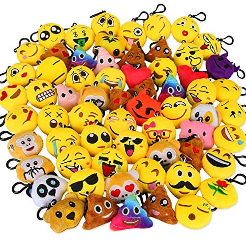 Dreampark Emoji Porte-Clés Mini Mignon Peluche Oreillers, Porte-Clés Décorations de Noël, les Enfants Carnaval Prix Fête d'Anniversaire Favorise Fournitures (Pack de 64)