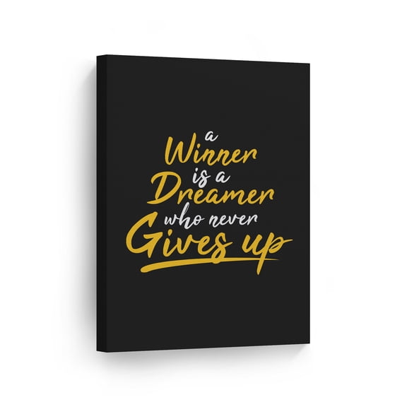 Smile Art Design A Winner is a Dreamer Who Never Gives up Hand Lettering Motivational Canvas Wall Art Inspirational Wall Art Entrepreneur Quote Print Office Living Room Decor Gift Ready to Hang 12x8