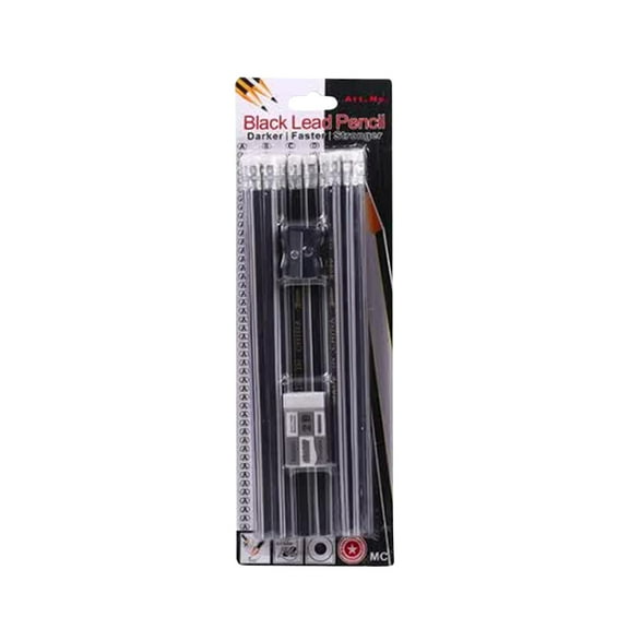 12-Pack 2B Pencils With Sharpeners - Round Rod Graphite Writing Tools,Rubber Erasers,Exam & Sketching Supplies,Gray