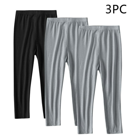 hengsof Baby Girls Three Pack Soft Leggings for 2-13 Years, Thin Stretch Knit Pants, Everyday Comfort Playtime Bottoms
