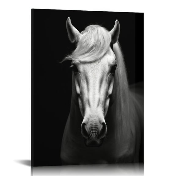 COMIO LyeArtork Black and White Horses Painting Picture Print on Canvas Vintage Animals Canvas Wall Art Wooden Stretched Framed Posters Prints for Home Men Office Bedroom Decoration