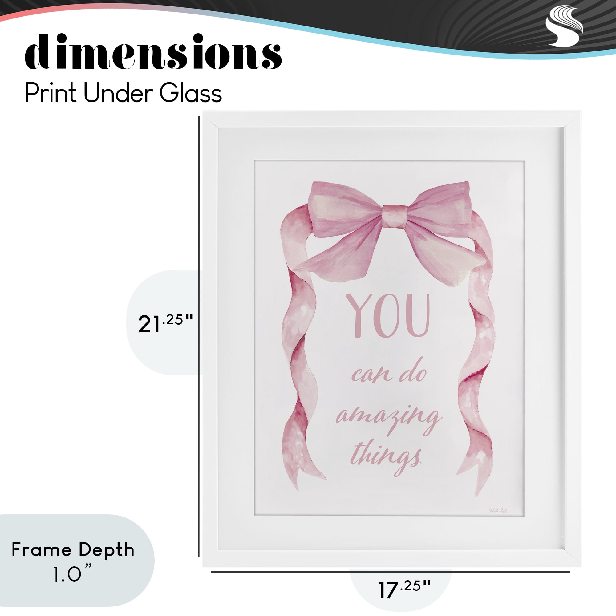 Stupell Industries Feminine Encouragement Ribbon White Framed Print Under Glass, design by Cindy Jacobs