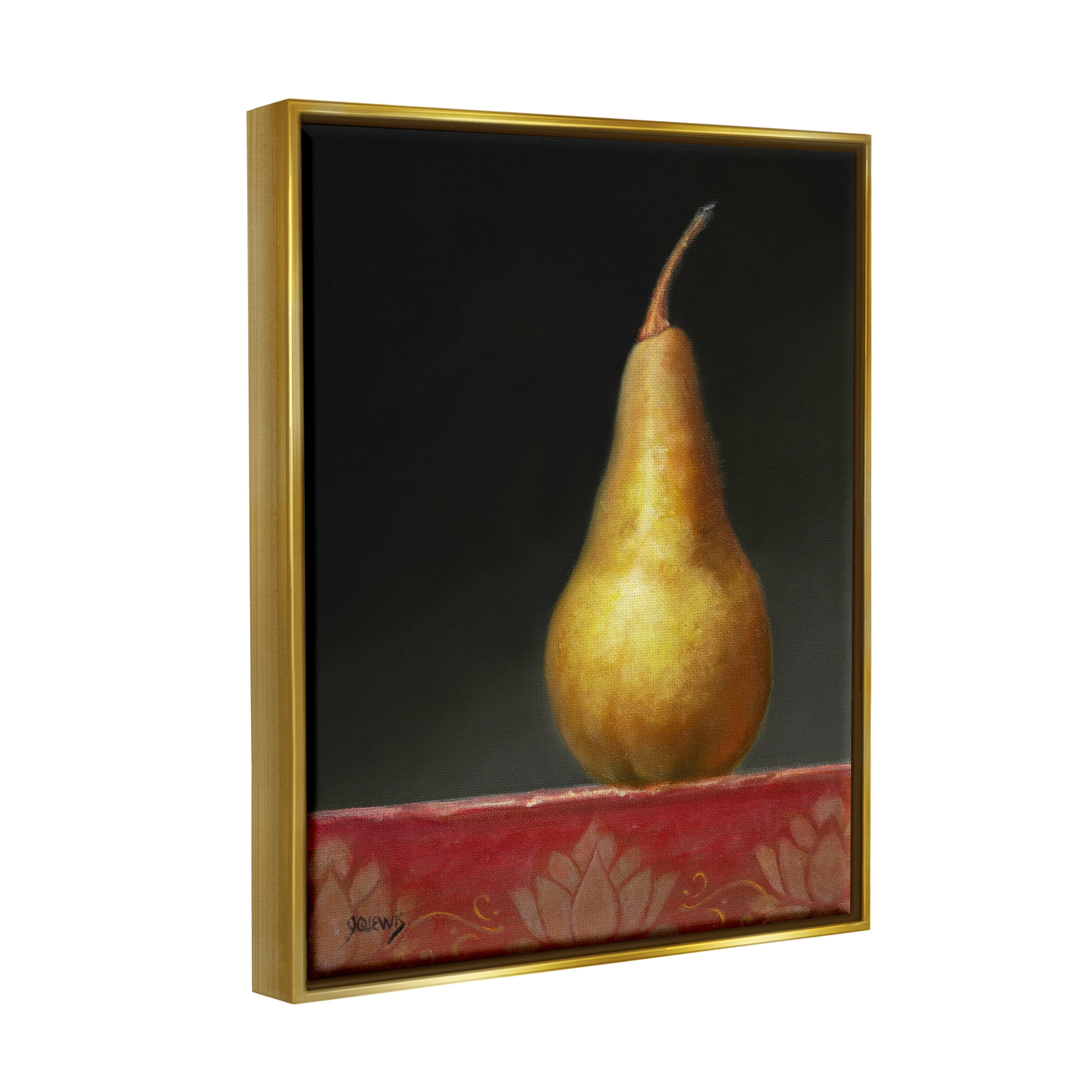 Stupell Industries Traditional Pear Still Life Food & Beverage Painting Gold Floater Framed Art Print Wall Art