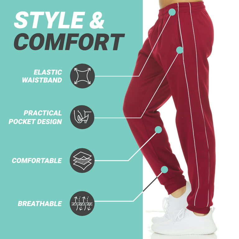 DARESAY [3-Pack] Men's Tech Fleece Joggers Dry Fit Performance Sweatpants  (Up To Size 3XL)