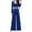 Blue, variant on Scyoekwg Womens 2 Piece Loose Casual Solid Color Fashion Fall Outfits V-Neck Long Sleeve Tops Wide Legs Pants Casual Outfits Outfits (Black,XL)