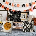 thumbnail image 6 of Halloween Pillow Covers 18x18 Inch Set of 4 Spider Web Ghost Pillowcase Black Stripe Holiday Farmhouse Throw Pillows Indoor Outdoor Couch Cushion Case for Home Sofa Decor, 6 of 6