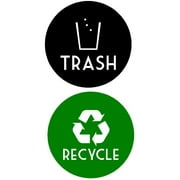 Recycle & Trash vinyl lettering decal home decor wall sticker art saying (4" H x 4" W, Green Recycle w/ Black Trash)