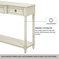 thumbnail image 6 of Rustic Chic Console Table Sofa Table with 3 Drawers, Solid Wood Hall Tables Tall Entryway Table with Shelves, Side Tables with Projecting Drawers and Long Shelf, Antique White, 6 of 8