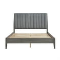 thumbnail image 2 of Queen Size Platform Bed- Channel Tufted Upholstered Back- Gray Velvet, 2 of 6
