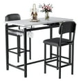 thumbnail image 2 of Kitchen Table Set, Dining Table and Chairs for 2, 3 Piece Dining Room Table Set with 2 Upholstered Chairs, Bar Dining Table Set for Small Spaces, Apartment, Breakfast, Pub, Rustic Black, 2 of 12