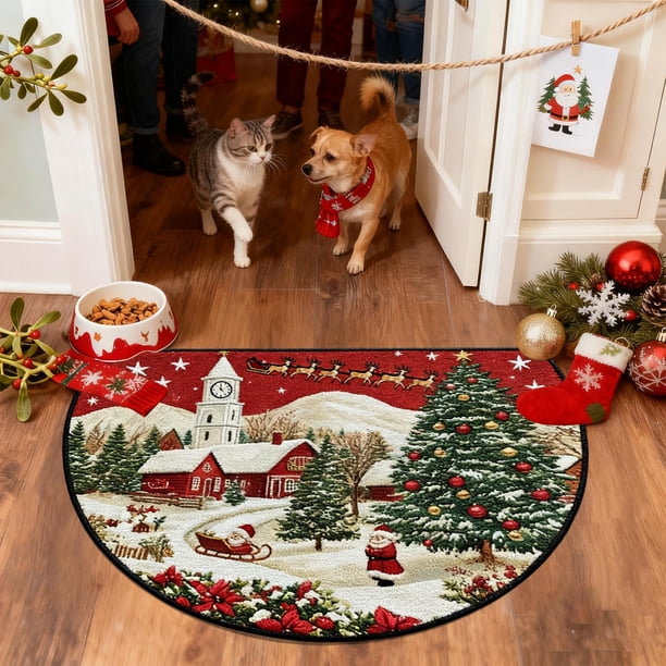 Felpudo semicircular | Alfombra absorbente y antideslizante para fregadero de cocina, entrada y baño | Alfombra que atrapa la suciedad para uso interior y exterior