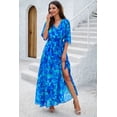 thumbnail image 5 of Women's Printed Tied Half Sleeve Dress with Front Slit in Lightweight Comfort 100% Polyester Fabric All Day Wear, 5 of 17