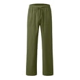 thumbnail image 3 of Dwellite Boys Linen Pants Baggy Summer Beach Yoga Pant Loose Fit Elastic Waist Drawstring Casual Trousers with Pockets 5-15 Years Army Green 160, 3 of 3