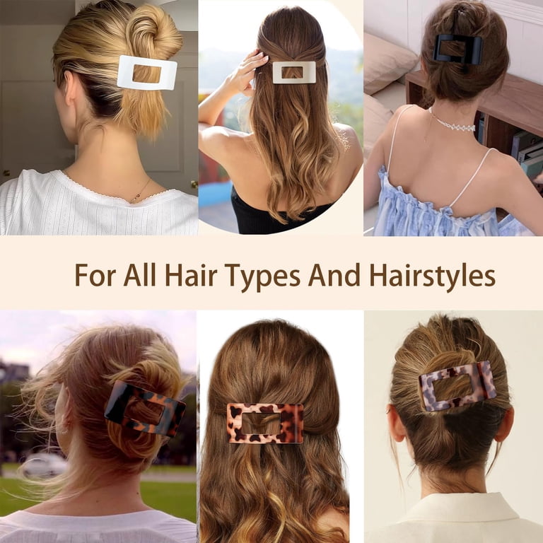 4 PCS Flat Hair Clips, Large Flat Claw Clips for Women Girls 