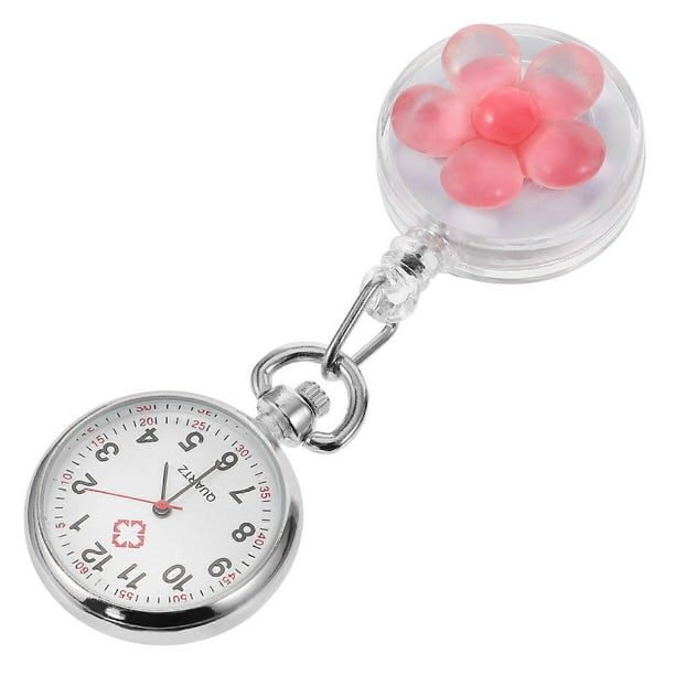 Stretchable Fob Watch For Female Nursing Students And Nurses Featuring A Round Shape In Pink With Wearable Functionality 1Pack