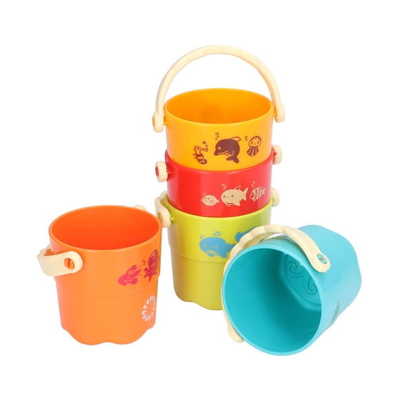 Juego De Juguetes De Construcción Para Bebés, Superficie Lisa, 5 Uds., Tazas Apilables, Juguete Colorido Para Guardería ANGGREK AC6823