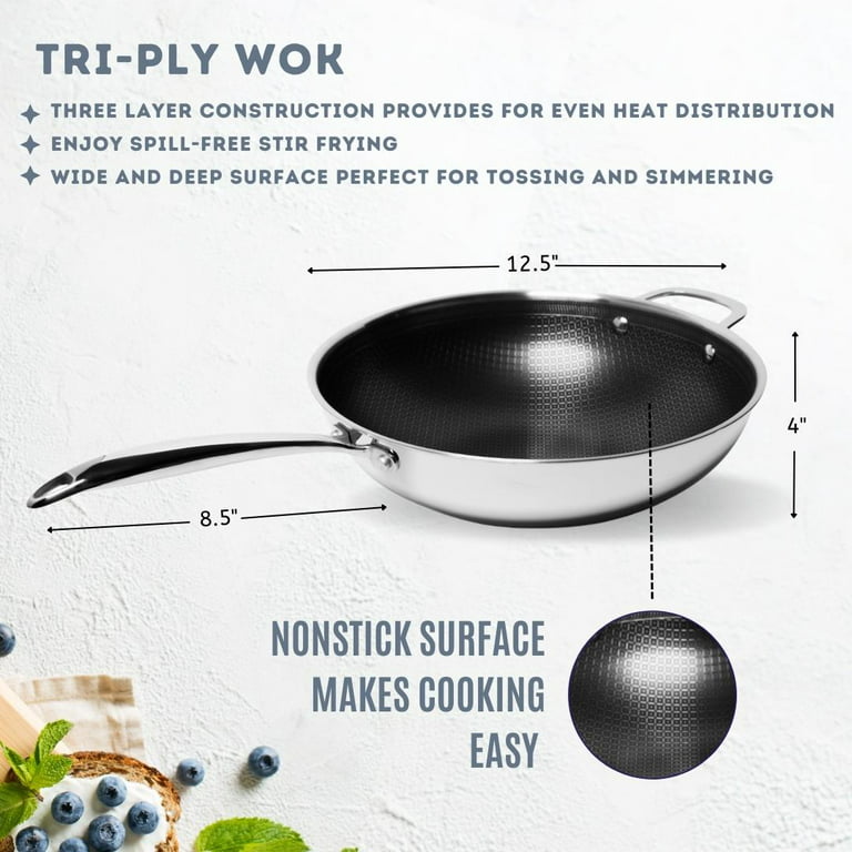 Lexi Home Tri-Ply Stainless Steel Nonstick Frying Pan Size: 10 LB5573
