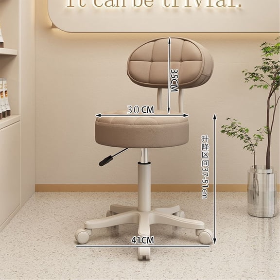 Dbuoem Small Office Desk Chair,Armless Faux Leather Vanity Chair with Wheels,Height Adjustable 360 Degree Swivel Computer Stool for Home Bedroom Office