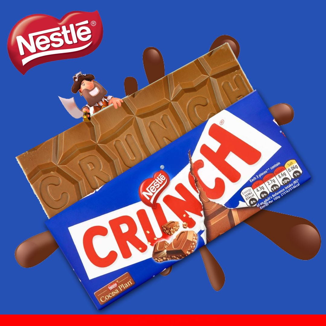 Nestle Crunch Chocolate Bar 100g (Pack of 6)