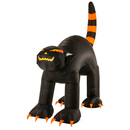 Halloween Haunters 7ft Inflatable Scary Black Cat LED Yard Lawn Prop Decoration