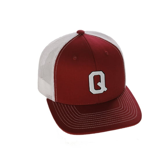 Structured Trucker Mesh Hat Custom Colors Letter Q Initial Baseball Mid Profile