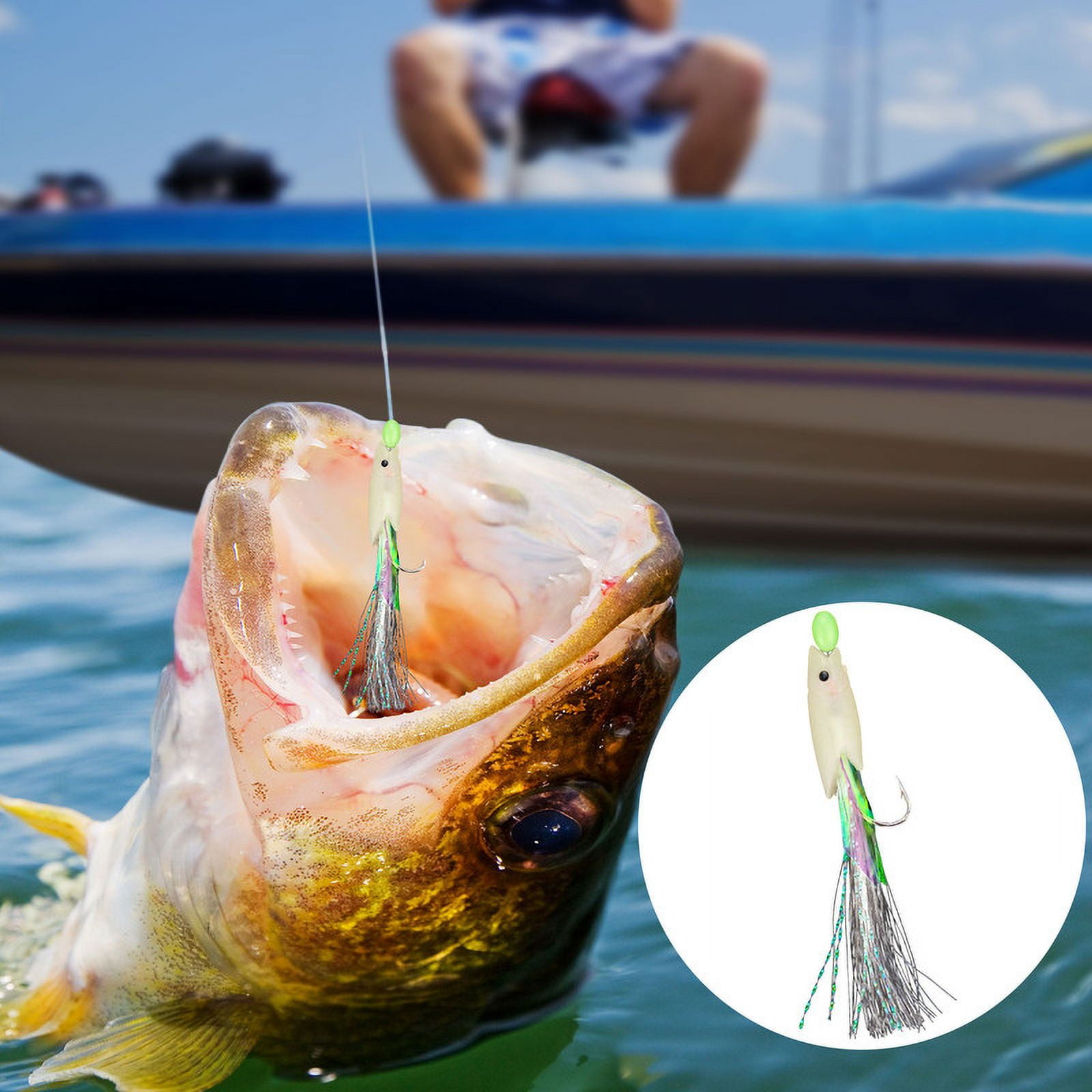 15 Packs Mackerel Feathers Hooks Bass Cod Lure Rigs Sea Boat Fishing Tackle