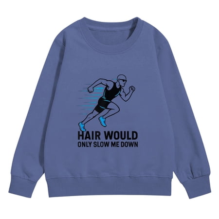 Generic Boys Girls Sweatshirt Crew Neck Funny Running Sweatshirt Long Sleeve Casual Loose Pullover with Pocket Kid Athletic Track Top