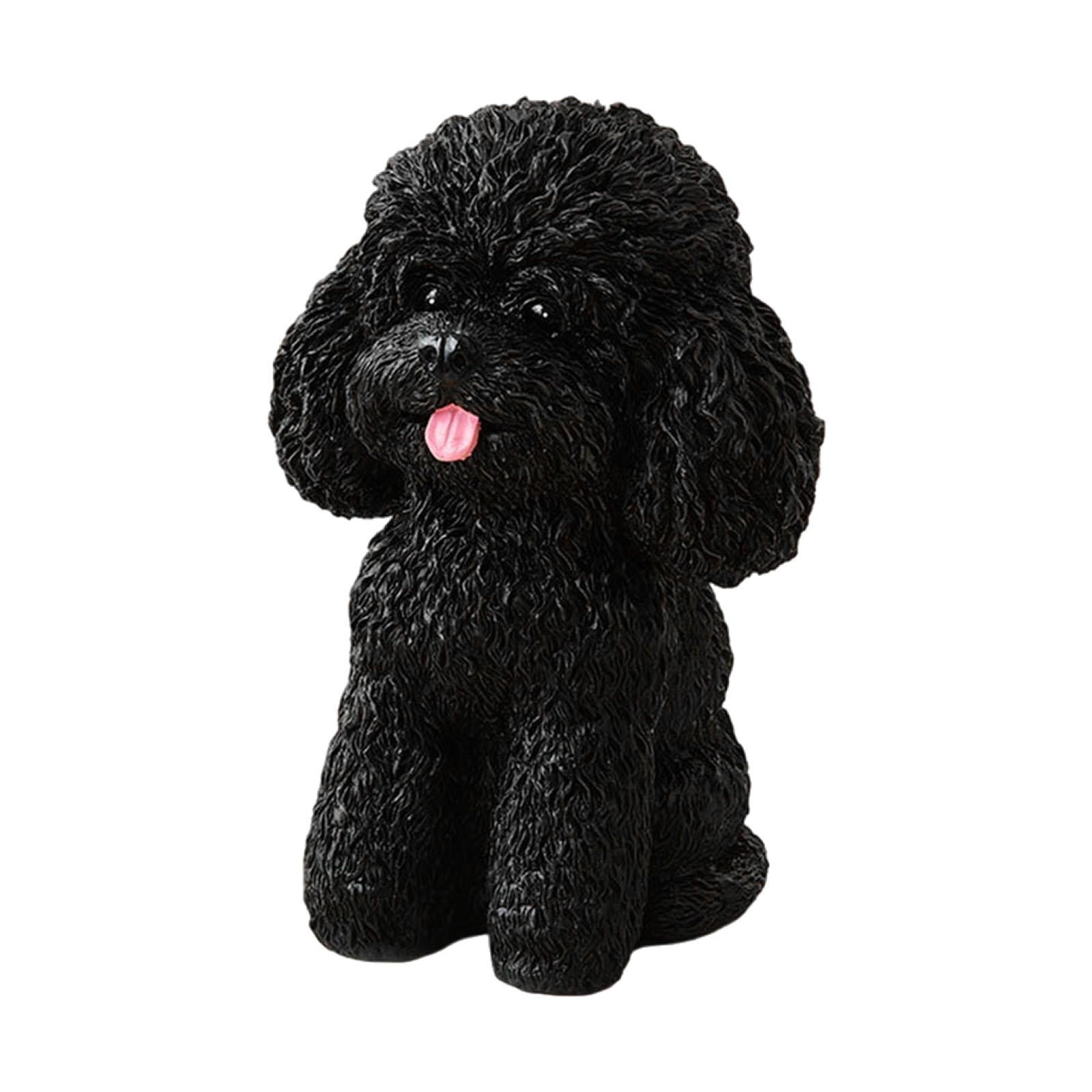 Fancyes Seating Dog Statue Inner And Outdoor Decoration Home Decoration Collections Garden Puppy Sculpture for Entrance Farmhouse Black