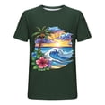 thumbnail image 4 of Miqool Mens Graphic T-Shirts Crew Neck Short Sleeve Hawaiian Tropical Palm Tree Floral Tees Tops Muscle Slim Fitted Workout Athletic Gym Shirts, 4 of 5