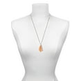 thumbnail image 3 of Delight Jewelry Acrylic Medium Leaf Pearly Orange Silvertone Family Bar Charm Necklace, 23", 3 of 4