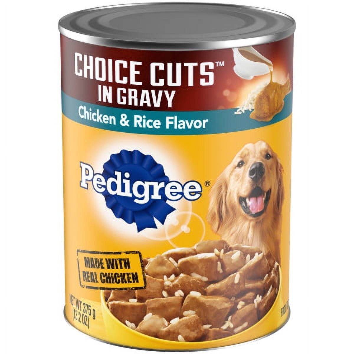 PEDIGREE CHOICE Chicken & Rice Cuts in Gravy for Adult Dogs Wet Dog Food , 13.2 oz Cans (12 pack)