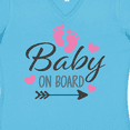 thumbnail image 4 of Inktastic Baby on Board with Arrow Pink Footprints and Hearts Women's V-Neck T-Shirt, 4 of 5