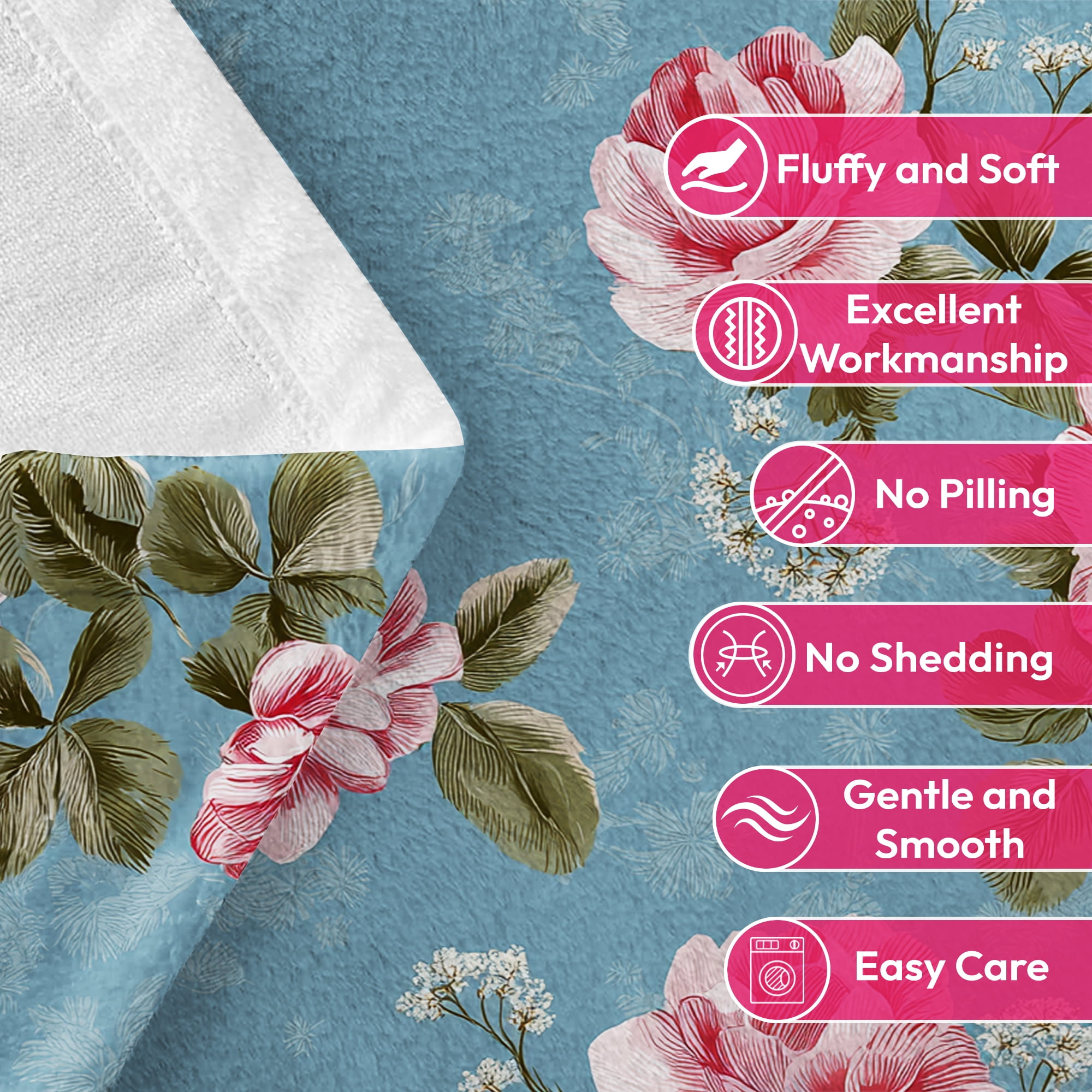 Flannel Fleece Throw Blanket, Soft Large Throw Blanket, Lightweight Cozy Plush Throw Blanket Fit Sofa Bed, 40"x50", Florals