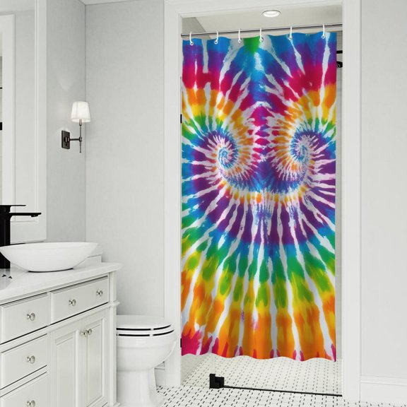 Colorful Rainbow Tie Dye Spiral Pattern Shower Curtain 36"x72" ,Bathroom Decorative Shower Curtains Set with 12 Hooks,Modern Waterproof Washable Shower Curtain