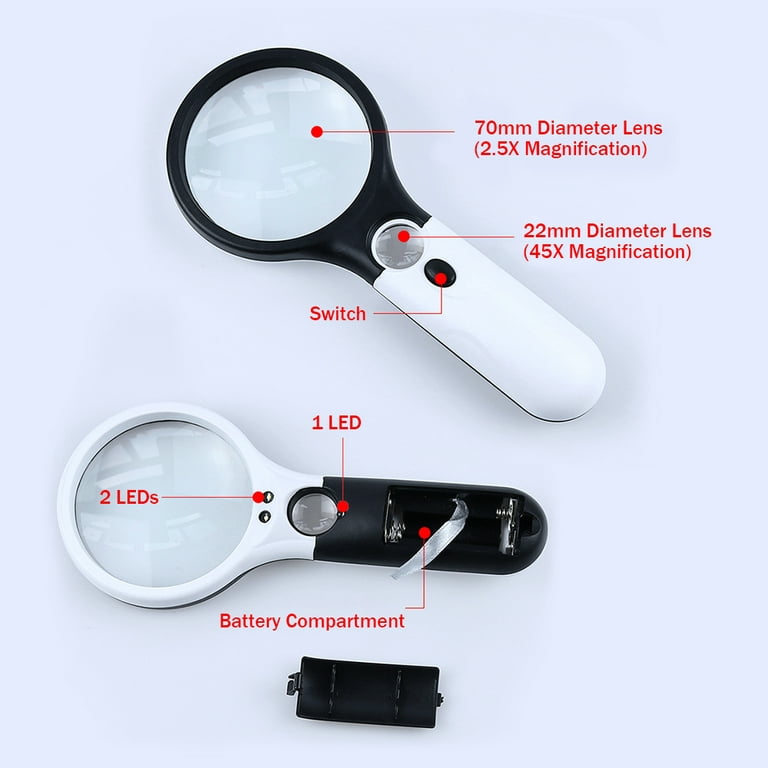Lighted Magnifier, 2.5x, LED Light
