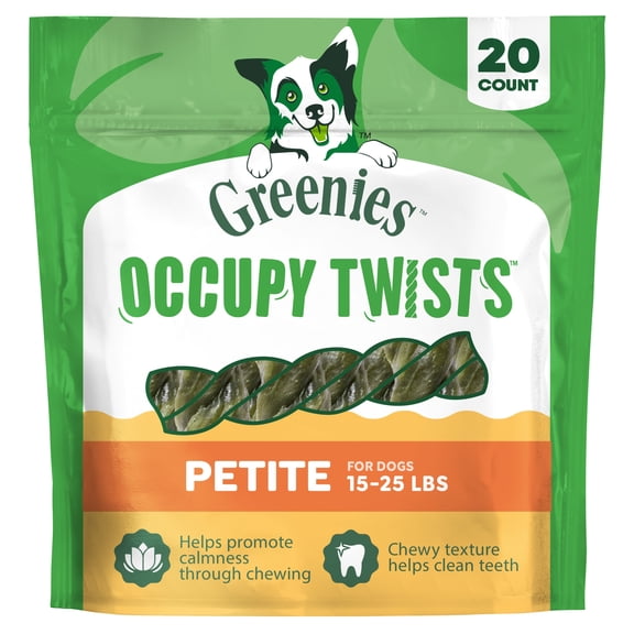 Greenies Occupy Twists Chicken Flavor Natural Dog Treats Petite Size, 17.5 oz Pack (20 Count)