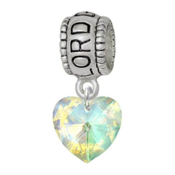Delight Jewelry Clear AB Crystal Heart Lord Guide Me Charm Bead
