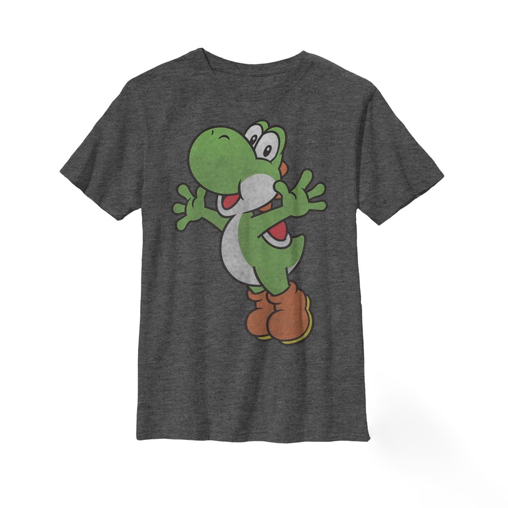 Boy's Nintendo Mario Sidekick Yoshi  Graphic Tee Charcoal Heather Large