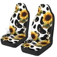 thumbnail image 4 of Jeiento Sunflower Car Seat Covers 2 Pcs Waterproof Car Seat Cover Cow Print Easy Installation Stretch Polyester Fabric Cover Universal Size Fit for Most Cars SUVs Trucks Sedans Van, 4 of 7
