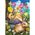 thumbnail image 2 of Spring Bunny Basket Floral House Flag Easter Tulips 28" x 40", 2 of 4