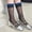 A-Brown38, variant on Women's Socks Sheer Glitter Thread Striped Retro Crew Socks Invisible Shiny Thread Footwear