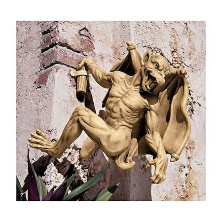 15  Large Dagon Gothic Gargoyle Wall Statue Sculpture Figurine [Kitchen] Watch our gargoyle statue claw his way to the top of your castle! Created in the gothic tradition of gargoyles who climbed the famous medieval cathedrals of Europe to taunt passersby  you ll be inspired up to look up to see this Design Toscano-exclusive gargoyle statue  created by artist Liam Manchester  in quality designer resin hanging from a tree or your home or garden wall. Large: 14 Wx16 Dx15 H.9 lbs. Hanging bracket is black metal
