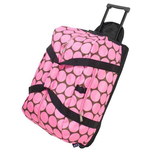 Wildkin Big Dot Pink Rolling Duffel Bag
