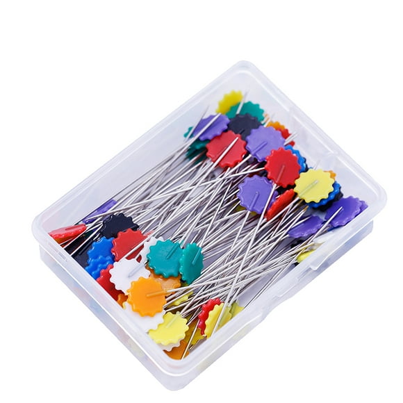 50 piezas de agujas rectas de punta plana con forma de flor, de colores, para manualidades, decoración, confección y acolchado.