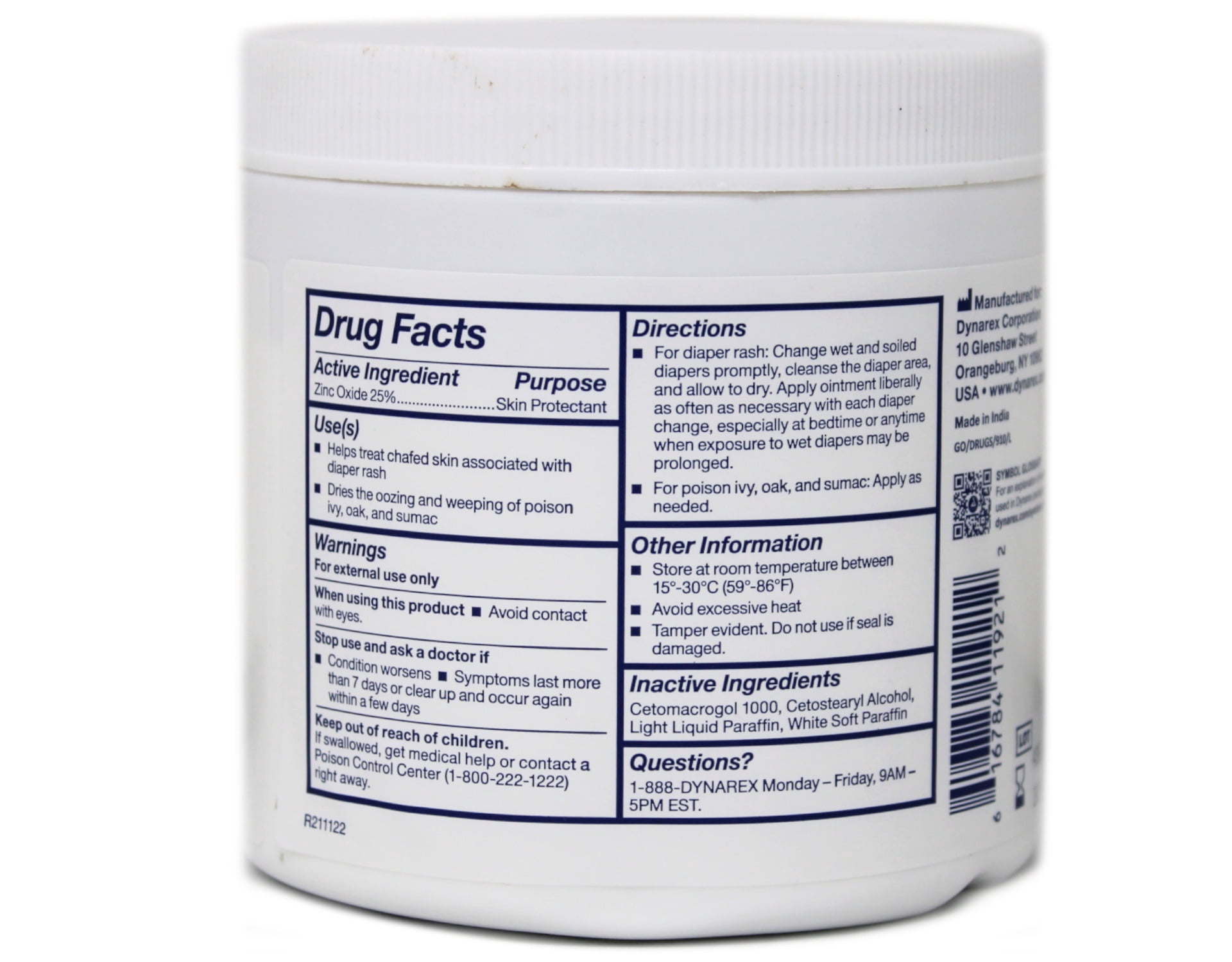 Dynarex Zinc Oxide Ointment 15 oz jar - 1 ea (Pack of 4)