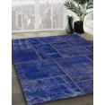 thumbnail image 3 of Ahgly Company Machine Washable Indoor Round Abstract Cobalt Blue Area Rugs, 3' Round, 3 of 7